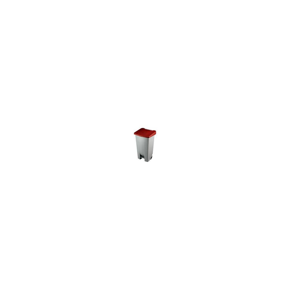 CUBO BASURA GRIS 87 Lts. Pedal+Tapa Roja