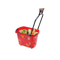 CESTO AUTOSERVICIO CON RUEDAS Y ASA TELESCÓPICA 31 LITROS ROJO/VERDE