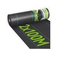 MALLA (Antihierba) 2m/anchoX100m largo. Negra rayas verdes cada 25cm/200m2