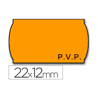 ETIQUETAS 26X12 FLUORESCENTE NARANJA OVAL 40 Ro./Caja. 1 Linea