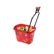 CESTO AUTOSERVICIO CON RUEDAS Y ASA TELESCÓPICA 31 LITROS ROJO/VERDE
