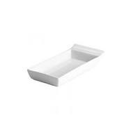BANDEJA OVAL PLAST. 16X9X3 cm BLANCA CARTON. 8 PAQX250ud.